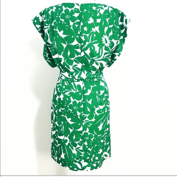 Eliza J Flutter Sleeve green Floral belted Dress - Picture 3 of 7